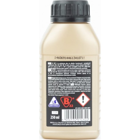 Тормозная жидкость синтетическая "DOT-4 BRAKE FLUID", 250ml K2