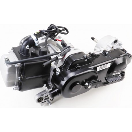 Двигун скутерний у зборі 4Т-80куб (короткий варіатор, довгий вал)+карбюратор, комутатор, котушка запалювання, фільтр повітряний