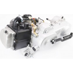 Двигун скутерний у зборі 4Т-80куб (короткий варіатор, довгий вал)+карбюратор, комутатор, котушка запалювання, фільтр повітряний