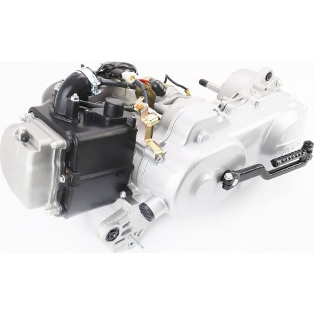 Двигун скутерний у зборі 4Т-80куб (короткий варіатор, довгий вал)+карбюратор, комутатор, котушка запалювання, фільтр повітряний