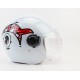 Шлем детский открытый Т68, белый с красно-чёрно-белым рисунком RUITO