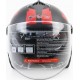 Шлем открытый+очки 707 S, чёрный матовый с красным рисунком F-2