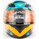 Шлем интеграл с LED подсветкой, выдвижные  очки K-3 L, бирюзово-оранжевый Китай
