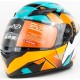 Шлем интеграл с LED подсветкой, выдвижные  очки K-3 L, бирюзово-оранжевый Китай