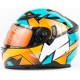 Шлем интеграл с LED подсветкой, выдвижные  очки K-3 L, бирюзово-оранжевый Китай