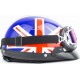 Шлем-каска X8 со съёмным козырьком+очки,  синий с красно-белым рисунком "United Kingdom"