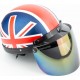 Шлем-каска X8 со съёмным козырьком+очки,  синий с красно-белым рисунком "United Kingdom"