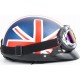Шлем-каска X8 со съёмным козырьком+очки,  синий с красно-белым рисунком "United Kingdom"
