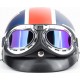 Шлем-каска X8 со съёмным козырьком+очки,  синий с красно-белым рисунком "United Kingdom"