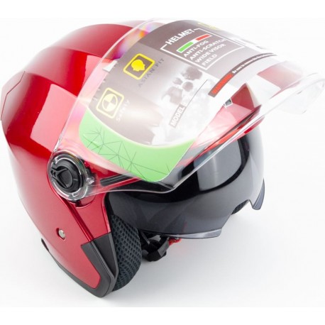 Шлем открытый+очки МТ 858 S, красный MT