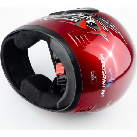 Шлем интеграл HF-101 S, красный с рисунком Q23-R KUROSAWA