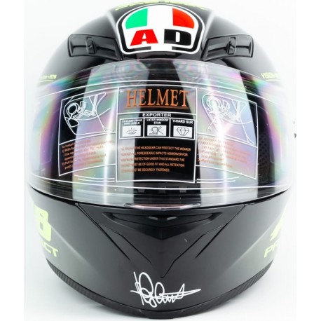 Шлем интеграл с LED подсветкой, выдвижные  очки K-3 S, чёрно-салатовый PROJECT 46 Китай