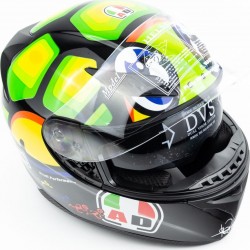 Шлем интеграл с LED подсветкой, выдвижные  очки K-3 S, чёрный с рисунком Китай