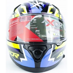 Шлем интеграл APEX STREAK с пинлоком (стандарт),   очки S (55-56см), чёрно-сине-салатовый AXOR