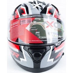 Шолом інтеграл APEX STREAK з піноком (стандарт DOT/ECE), висувні сонцезахисні окуляри М (57-58см), чорно-червоний AXOR