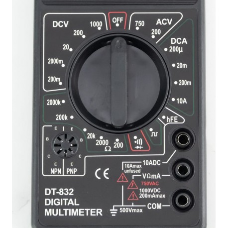 Мультиметр цифровой со звуковым сигналом, DT-832 Китай