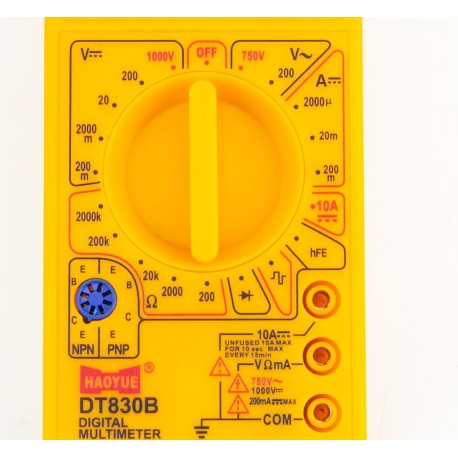 Мультиметр цифровой с генератором прямоугольных импульсов, жёлтый DT-830В Китай