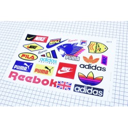 Наклейки набор 17шт "Nike Reebok Adidas PUMA" (26х17см) (0013) Китай
