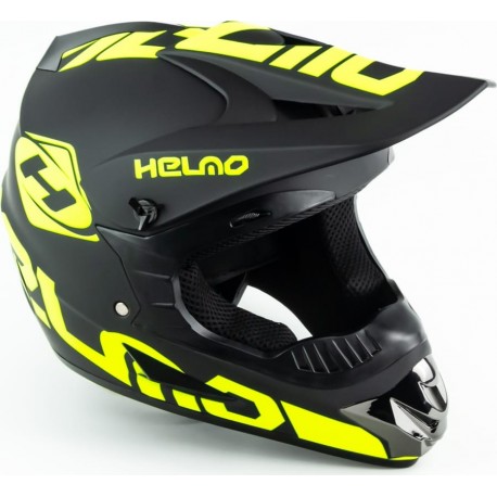 Шолом кросовий 117 M (57-58см), чорно-салатовий мат HELMO Китай