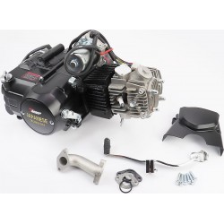Двигатель для квадроцикла (мопедный) в сборе 125куб-"механика" (3 передачи+1 задняя), чёрный TMMP