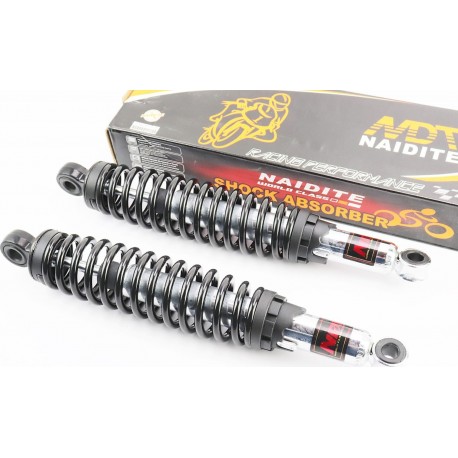 Амортизатор задній JH/CB/CG-340мм*d-60мм (під втулки) регул., чорний к-кт 2шт NAIDITE