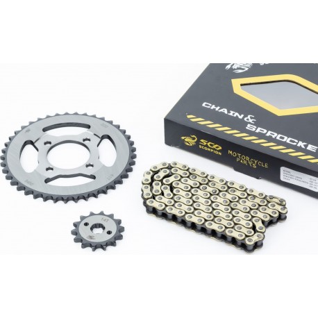 Зірки, ланцюг к-кт JH, 428H-98L+41T+14T "гартований", ланцюг GOLD Scorpion