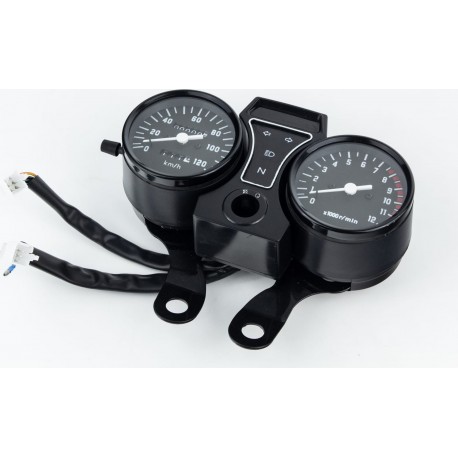 Спидометр "двойной" 120 км/ч тахометр электронный (узкое крепление, 2 фишки папа), чёрный Китай