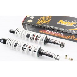 Амортизатор задній JH/CB/CG-340мм*d-65мм (втулка 12мм / втулка 10мм) регул., білий к-кт 2шт NAIDITE