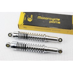 Амортизатор задний JH/CB/CG-335мм*d55мм (втулка 12мм / втулка 10мм) со стаканом регулир., хром к-кт 2шт GO!