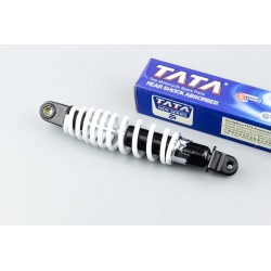 Амортизатор задній GY6/Yamaha-265мм*D-50мм (втулка 10мм / вилка 8мм) регул., білий-чорний TATA