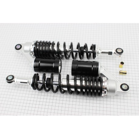 Амортизатор задний JH/CB/CG-345мм*d60мм (втулка 12мм/втулка 10мм) газовый регулир., чёрный к-кт 2шт Китай
