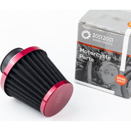 Фильтр воздушный нулевой 35мм, прямой "конус", красный, чёрная сетка (большой) TATA