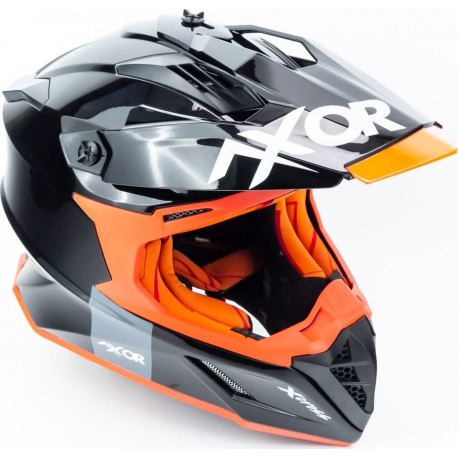 Шлем кроссовый X CROSS (стандарт DOT/ECE) М (57-58см), чёрно-оранжевый AXOR