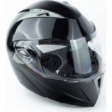 Шлем модуляр с откидным подбородком, выдвижные солнцезащитные очки F-158 М (57-58см), чёрный FORTE