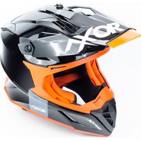 Шлем кроссовый X CROSS (стандарт DOT/ECE) S (55-56см), чёрно-оранжевый AXOR