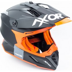 Шлем кроссовый X CROSS (стандарт DOT/ECE) М (57-58см), чёрно-оранжевый мат AXOR