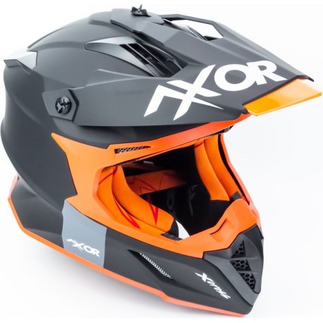 Шлем кроссовый X CROSS (стандарт DOT/ECE) М (57-58см), чёрно-оранжевый мат AXOR