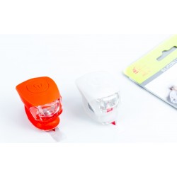 Фонарь передний 2 диода+задний 2 диода, под батарейки CR2032х2, силиконовые, JY-267-2 JING YI