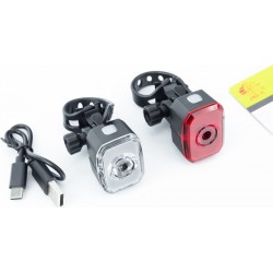 Фонарь передний 1 диод+задний 1 диод, Li-ion 3.7V 240mAh зарядка от USB, JY-6252 JING YI