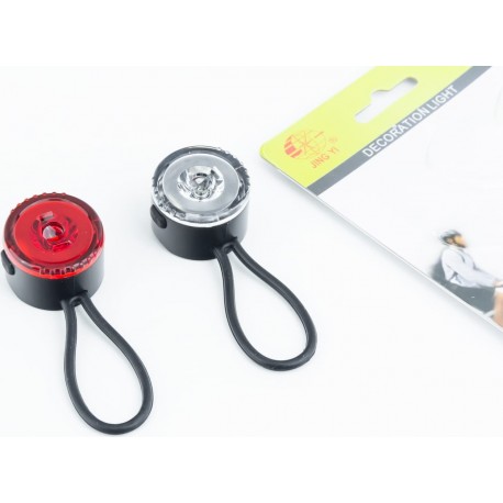 Фонарь передний 1 диод+задний 1 диод, под батарейки CR2032х2, JY-3055D JING YI