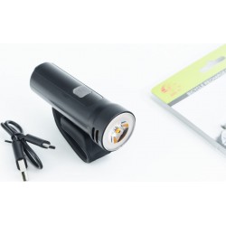 Ліхтар передній 1 діод 320 lumen, Li-ion 3.7V 1800mAh зарядка від USB, чорний JY-7205-1 JING YI