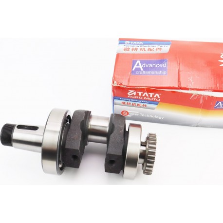 Колінвал R195NM (Dболта-М14x1,5, Dшейки-52мм, H-112мм) +підшипники+шестерня, запресований TATA