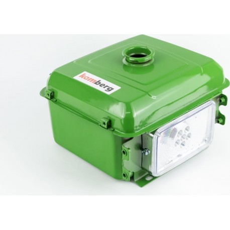 Бак паливний R190N, 275x220x165мм, виступ. горловина, отвір під шланг паливний+фара LED KAMBERG