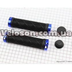 Ручки руля 130мм с зажимом Lock-On с двух сторон, черно-синие TPE-093 FB ONE