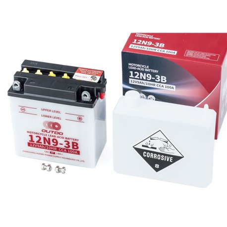 Аккумулятор 12V9Ah 12N9-3B кислотный (L135*W75*H137мм) "МОТО" OUTDO