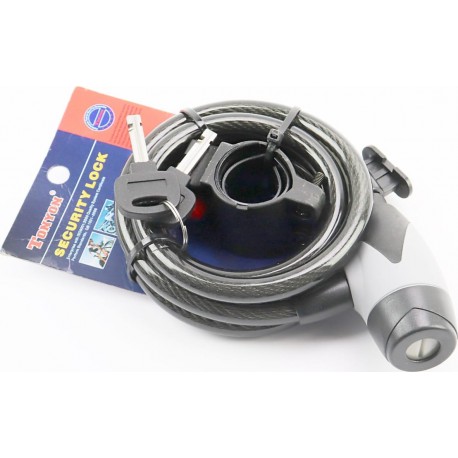 Замок противоугонный тросовый 1500х12мм под ключ, крепл. за трубу сидения, TY545 Tonyon