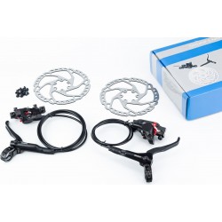 Гальмо Disk-brake гідравлічне переднє (F160/R140мм)+заднє (F180/R160мм), диски 160мм, чорні DULA SHUNFENG