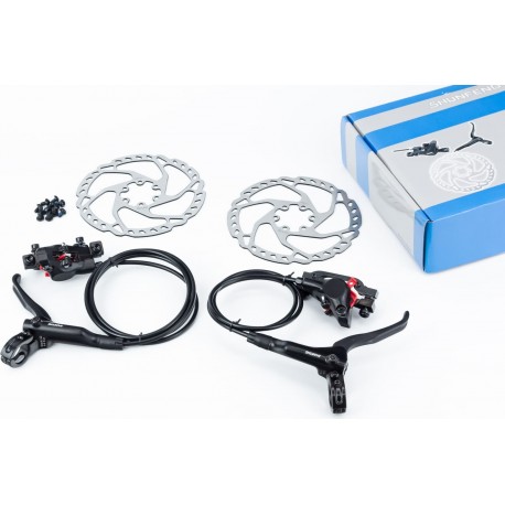 Гальмо Disk-brake гідравлічне переднє (F160/R140мм)+заднє (F180/R160мм), диски 160мм, чорні DULA SHUNFENG