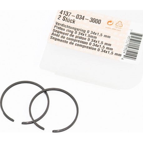 Кольца поршневые 34х1,5мм Штиль FS-38/45/55, OLEO MAC SPARTA 25, оригинал (41370343000) Штиль