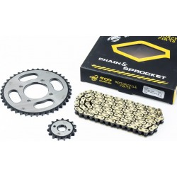 Зірки, ланцюг к-кт ZS125J, 428-118L+41T+15T "гартований", ланцюг GOLD (у коробці) Scorpion